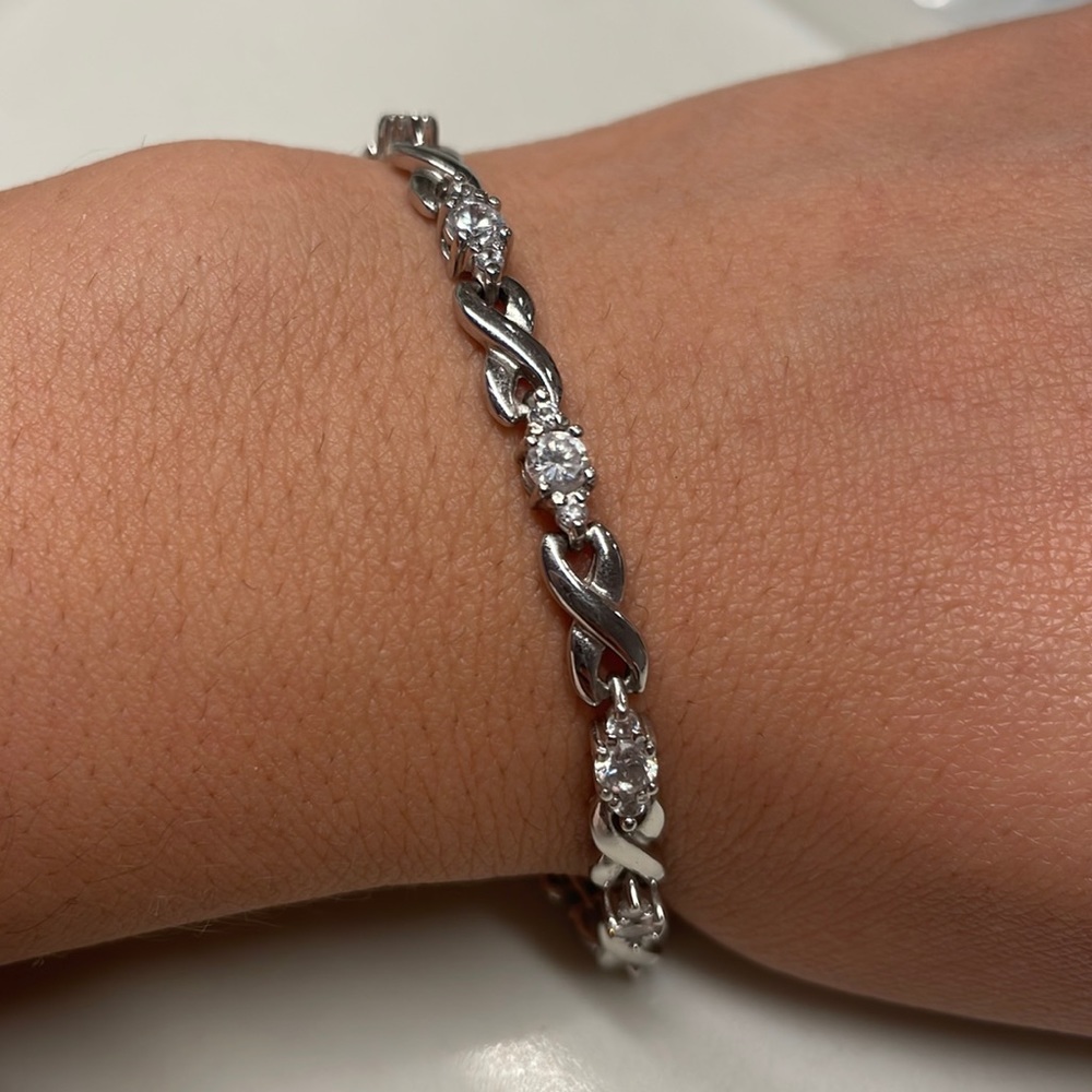 925 infinity silver bracelet with cubic zirconia stones